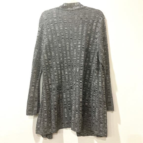 Eileen Fisher Silk Organic Linen Blend Open Long Cardigan Gray Large - Picture 2 of 8